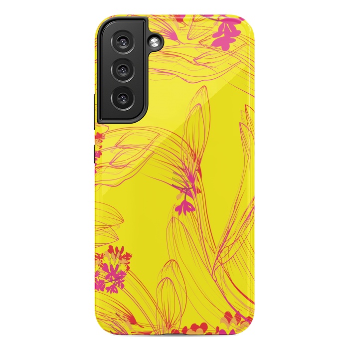 Galaxy S22 plus StrongFit abstract pink yellow florals by MALLIKA