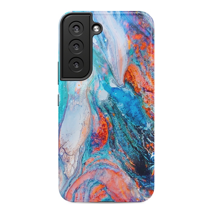 Galaxy S22 StrongFit Marble Effect Color Pouring Acrylic Abstract Painting by BluedarkArt