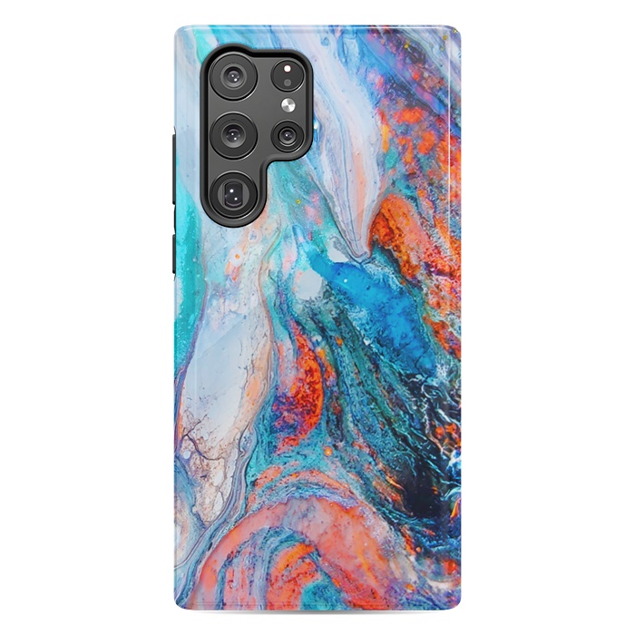 Galaxy S22 Ultra StrongFit Marble Effect Color Pouring Acrylic Abstract Painting by BluedarkArt