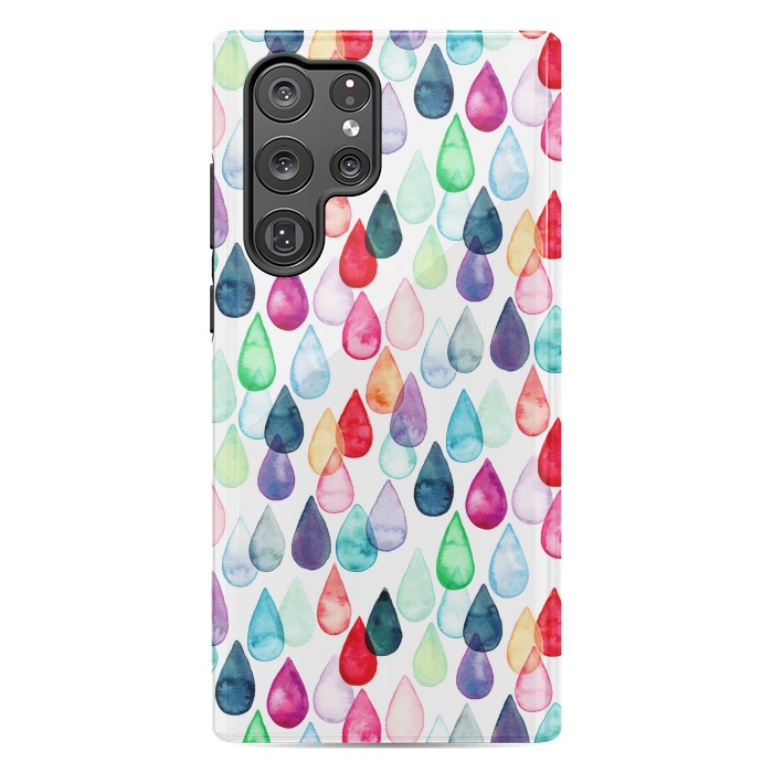 Galaxy S22 Ultra StrongFit Watercolour Rainbow Drops by Tangerine-Tane