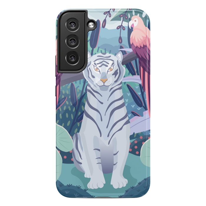 Galaxy S22 plus StrongFit Blue tiger and parrots by Jelena Obradovic