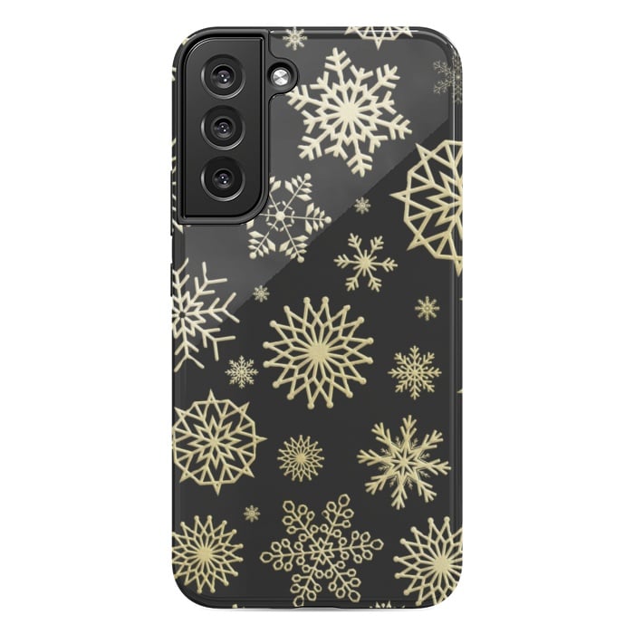 Galaxy S22 plus StrongFit black gold snowflakes by haroulita
