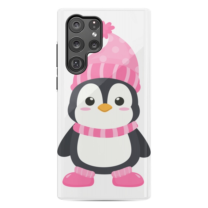Galaxy S22 Ultra StrongFit cute pink penguin  by haroulita