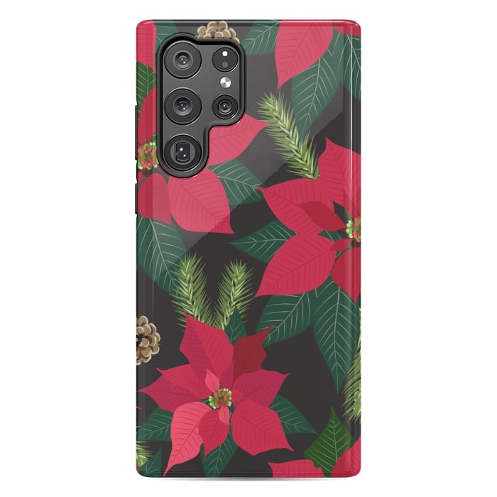 Galaxy S22 Ultra StrongFit Christmas poinsetta flowers by haroulita