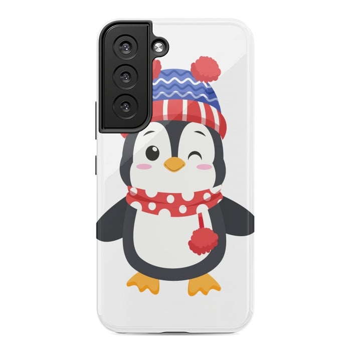 Galaxy S22 StrongFit adorable penguin with winter clothes by haroulita