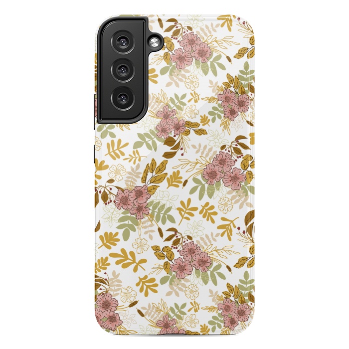Galaxy S22 plus StrongFit Autumnal Florals in Pink and Mustard by Paula Ohreen