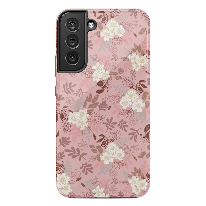 Galaxy S22 plus StrongFit Autumnal Florals in Pink and White by Paula Ohreen