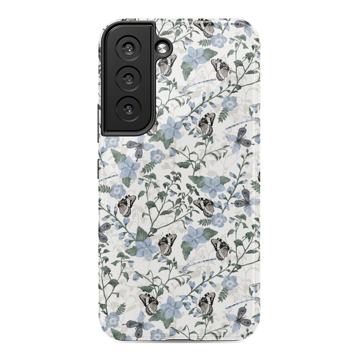 Galaxy S22 StrongFit Delicate Watercolour Butterflies and Dragonflies half-drop repeat pattern by Paula Ohreen
