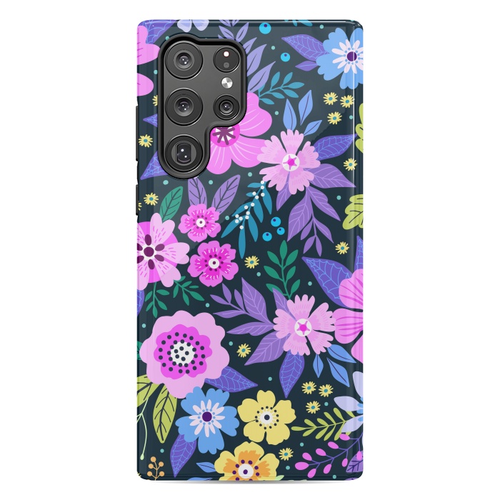 Galaxy S22 Ultra StrongFit Pink Multicolor WildFlowers at Best by ArtsCase