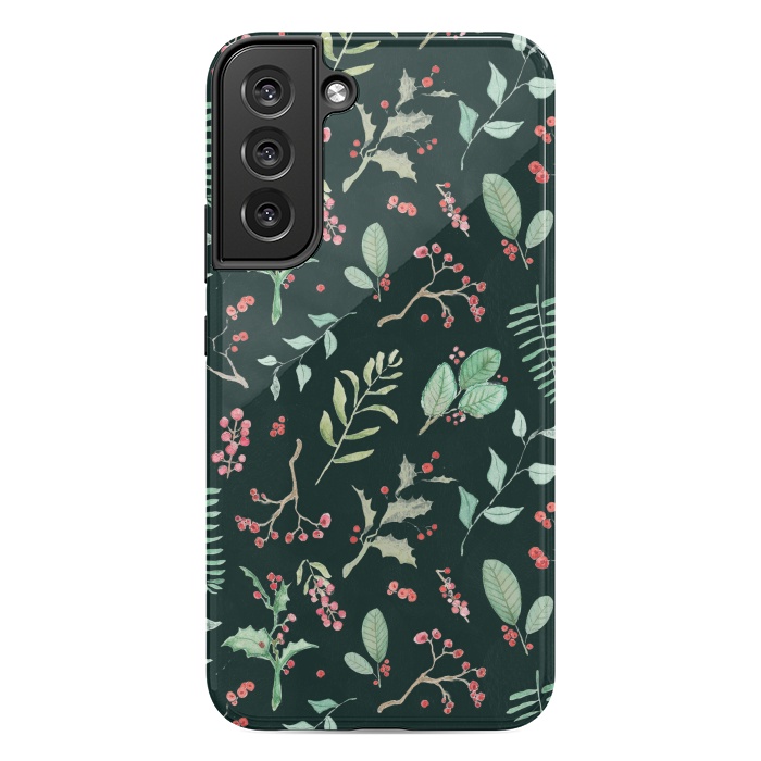 Galaxy S22 plus StrongFit Berries and winter foliage - Christmas pattern by Oana 