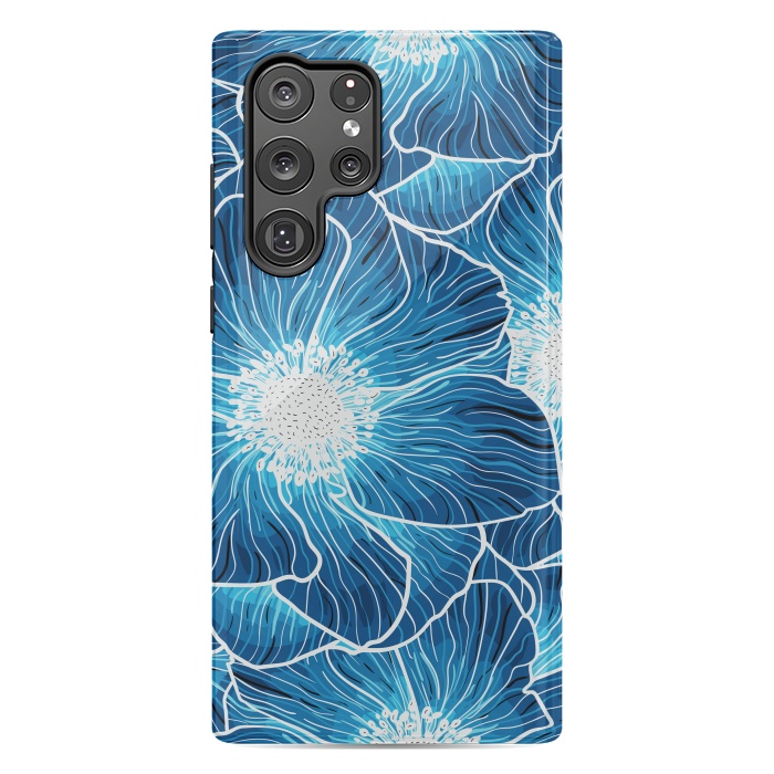 Galaxy S22 Ultra StrongFit Blue Anemones Wildflower G605 by Medusa GraphicArt