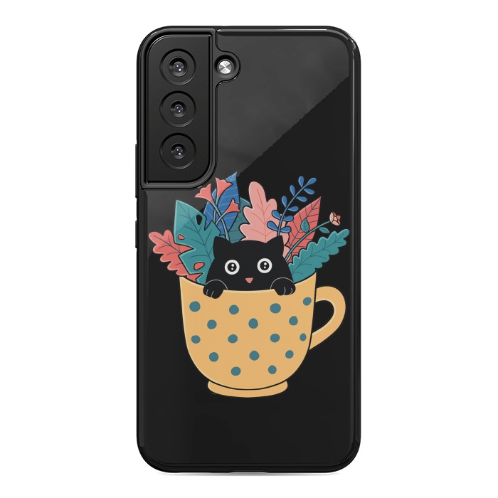 Galaxy S22 StrongFit Cat and flowers by Coffee Man