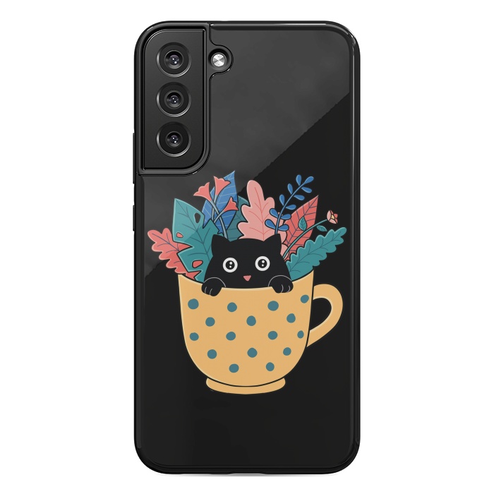 Galaxy S22 plus StrongFit Cat and flowers by Coffee Man