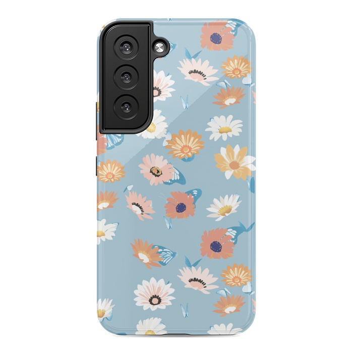 Galaxy S22 StrongFit Pastel daisy petals and butterflies - colorful aesthetic pattern by Oana 