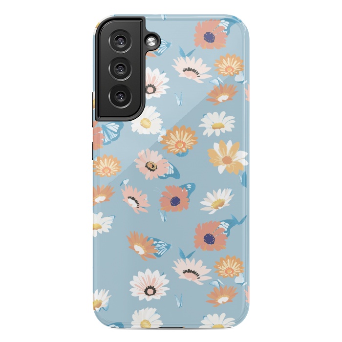 Galaxy S22 plus StrongFit Pastel daisy petals and butterflies - colorful aesthetic pattern by Oana 
