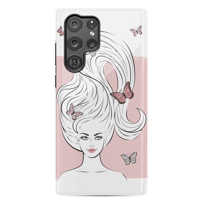 Galaxy S22 Ultra StrongFit Butterfly Hair Girl by Martina