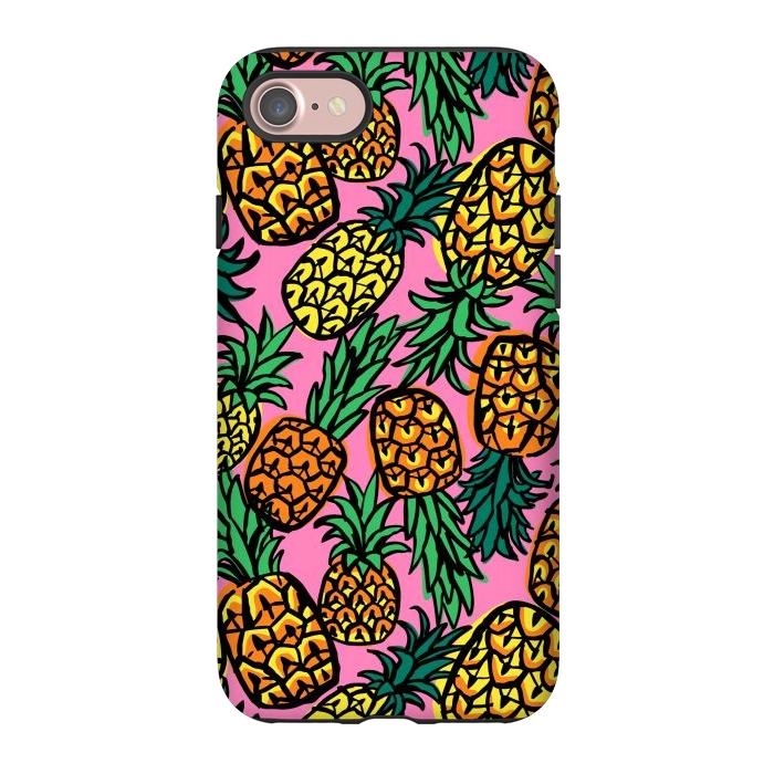 iPhone 7 StrongFit Tropical Pineapples by Laura Grant