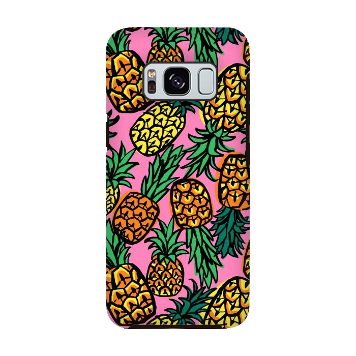 Galaxy S8 StrongFit Tropical Pineapples by Laura Grant