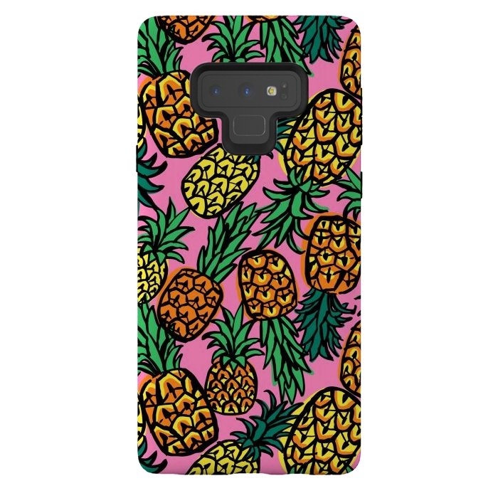 Galaxy Note 9 StrongFit Tropical Pineapples by Laura Grant