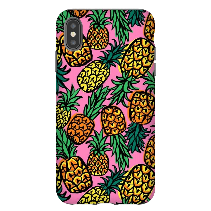 iPhone Xs Max StrongFit Tropical Pineapples by Laura Grant