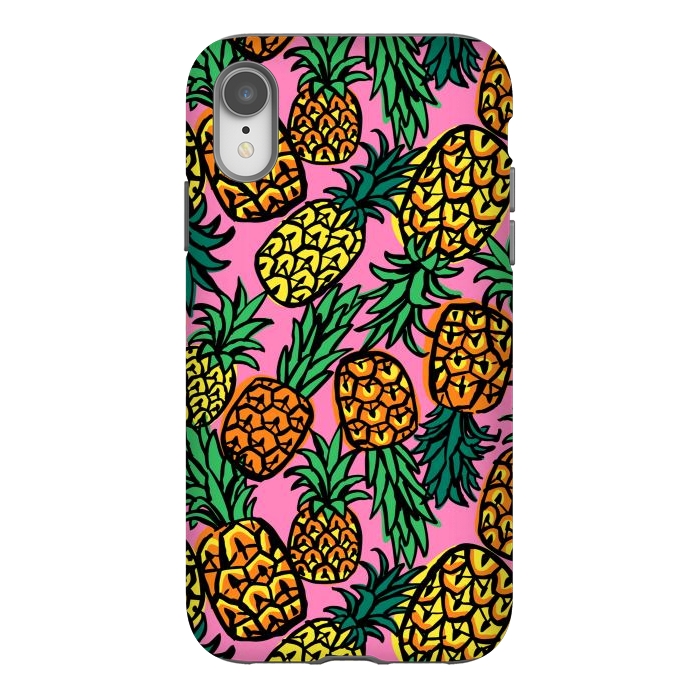 iPhone Xr StrongFit Tropical Pineapples by Laura Grant