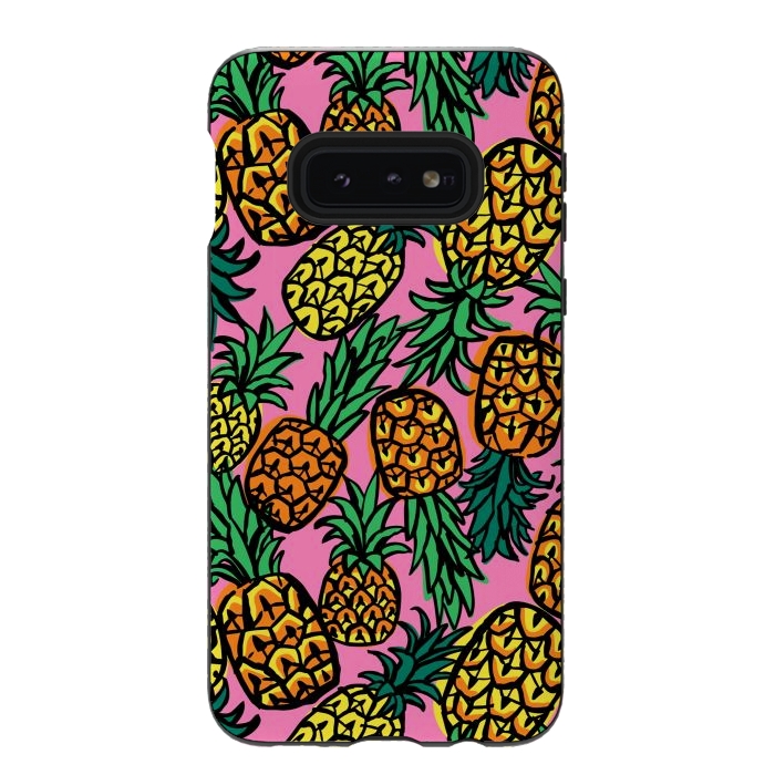 Galaxy S10e StrongFit Tropical Pineapples by Laura Grant