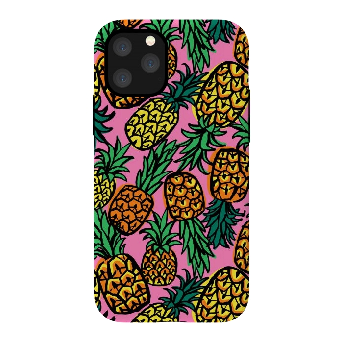 iPhone 11 Pro StrongFit Tropical Pineapples by Laura Grant