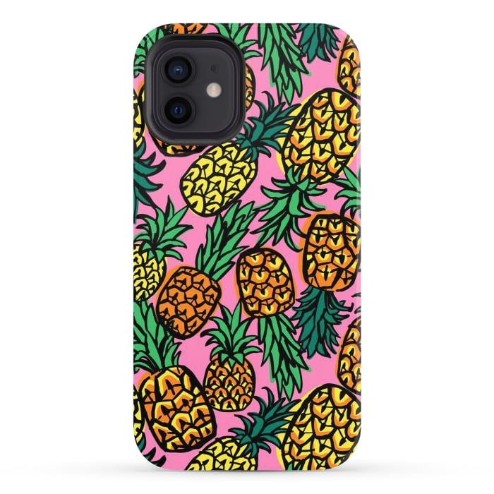 iPhone 12 StrongFit Tropical Pineapples por Laura Grant