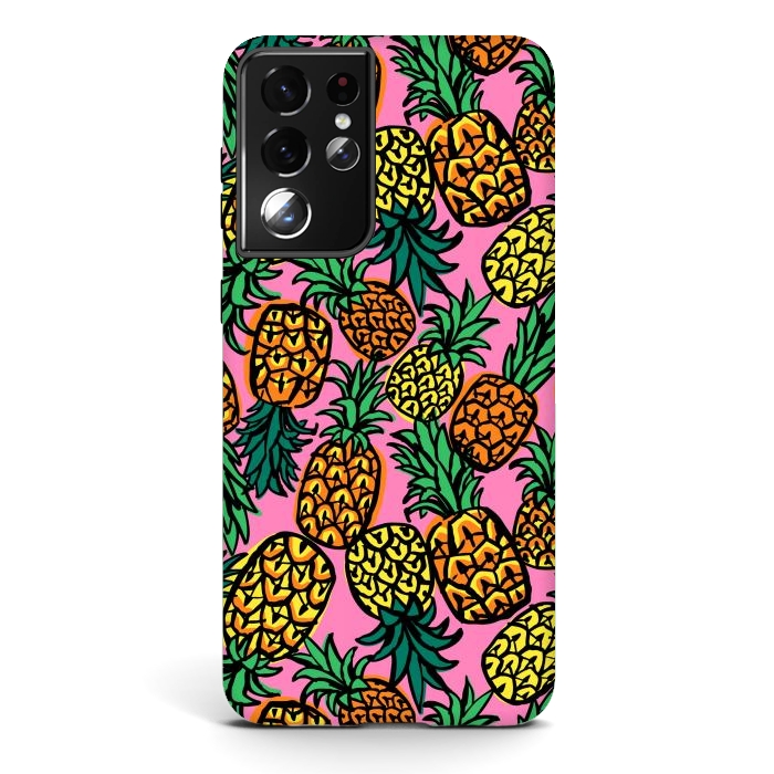 Galaxy S21 ultra StrongFit Tropical Pineapples by Laura Grant