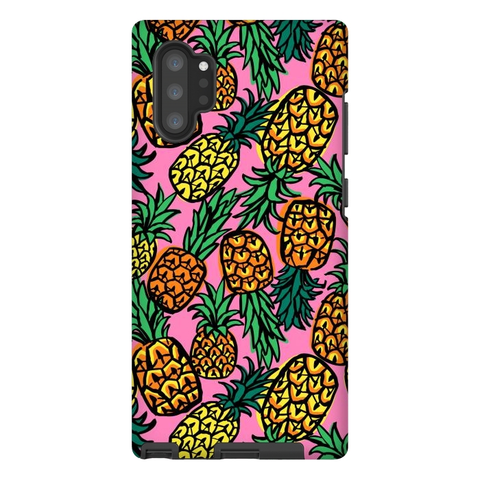 Galaxy Note 10 plus StrongFit Tropical Pineapples by Laura Grant