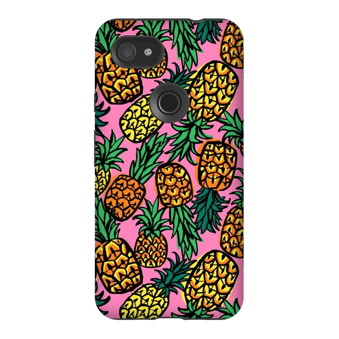Pixel 3AXL StrongFit Tropical Pineapples by Laura Grant