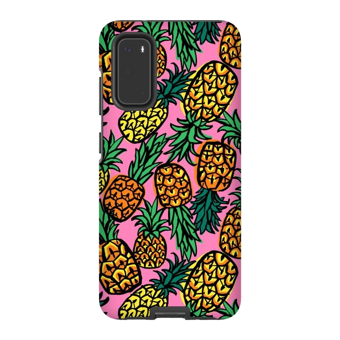 Galaxy S20 StrongFit Tropical Pineapples by Laura Grant