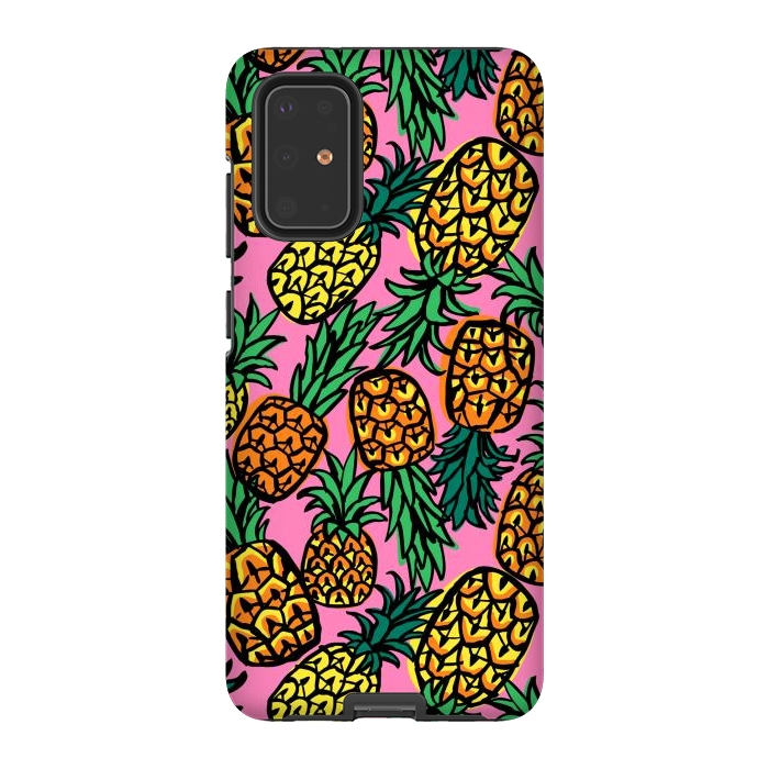 Galaxy S20 Plus StrongFit Tropical Pineapples by Laura Grant