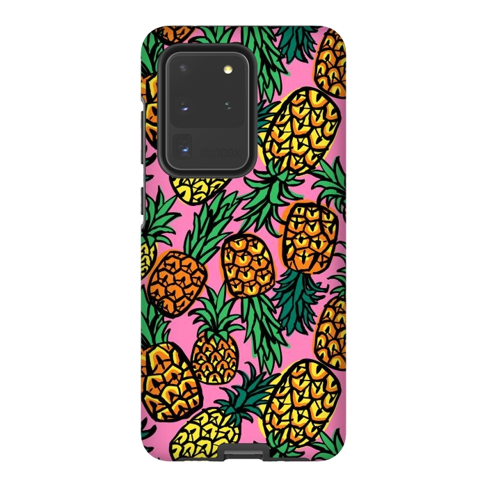 Galaxy S20 Ultra StrongFit Tropical Pineapples by Laura Grant