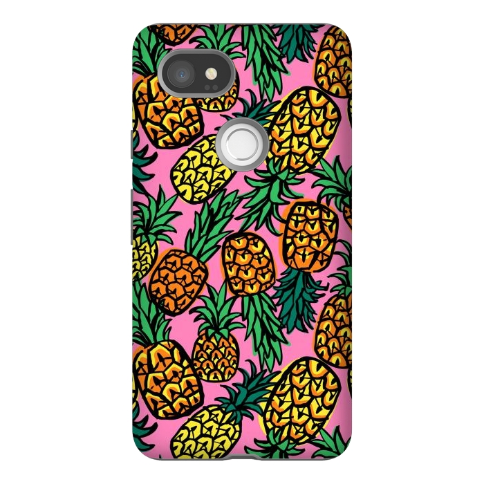 Pixel 2XL StrongFit Tropical Pineapples by Laura Grant