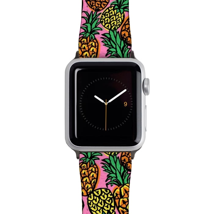 Watch 38mm / 40mm Strap PU leather Tropical Pineapples por Laura Grant