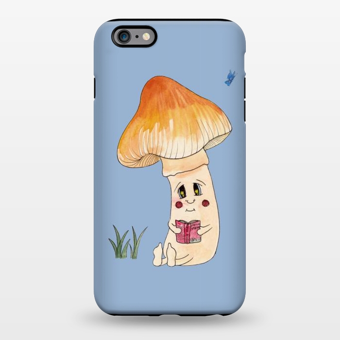 iPhone 6/6s plus StrongFit Cute Watercolor Mushroom Reading 3 by ECMazur 