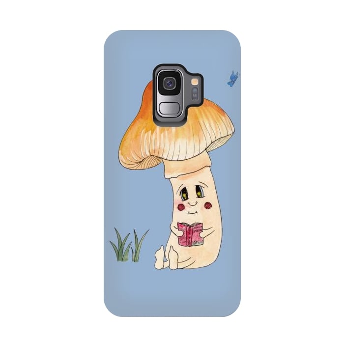Galaxy S9 StrongFit Cute Watercolor Mushroom Reading 3 by ECMazur 