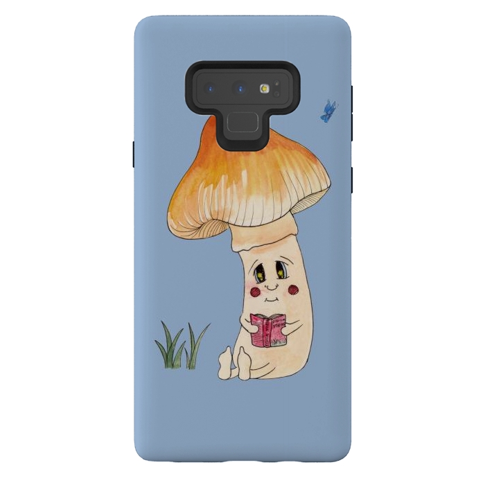Galaxy Note 9 StrongFit Cute Watercolor Mushroom Reading 3 by ECMazur 