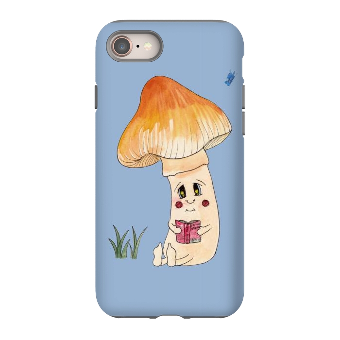 iPhone SE StrongFit Cute Watercolor Mushroom Reading 3 by ECMazur 