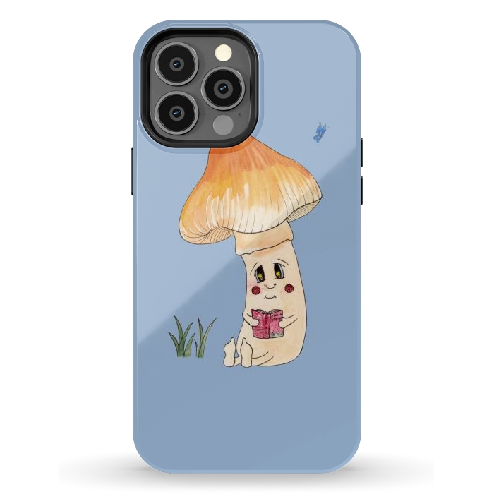 iPhone 13 Pro Max StrongFit Cute Watercolor Mushroom Reading 3 by ECMazur 