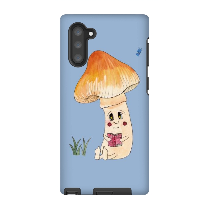 Galaxy Note 10 StrongFit Cute Watercolor Mushroom Reading 3 by ECMazur 