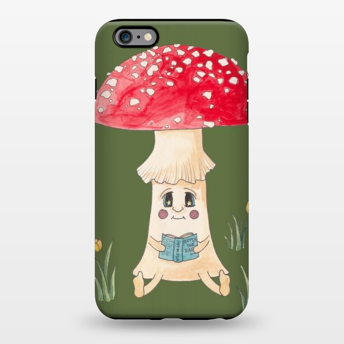 iPhone 6/6s plus StrongFit Cute Watercolor Mushroom Reading 1 by ECMazur 