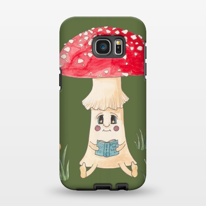 Galaxy S7 EDGE StrongFit Cute Watercolor Mushroom Reading 1 by ECMazur 