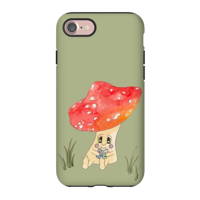 iPhone 7 StrongFit Cute Watercolour Mushroom Reading 4 by ECMazur 