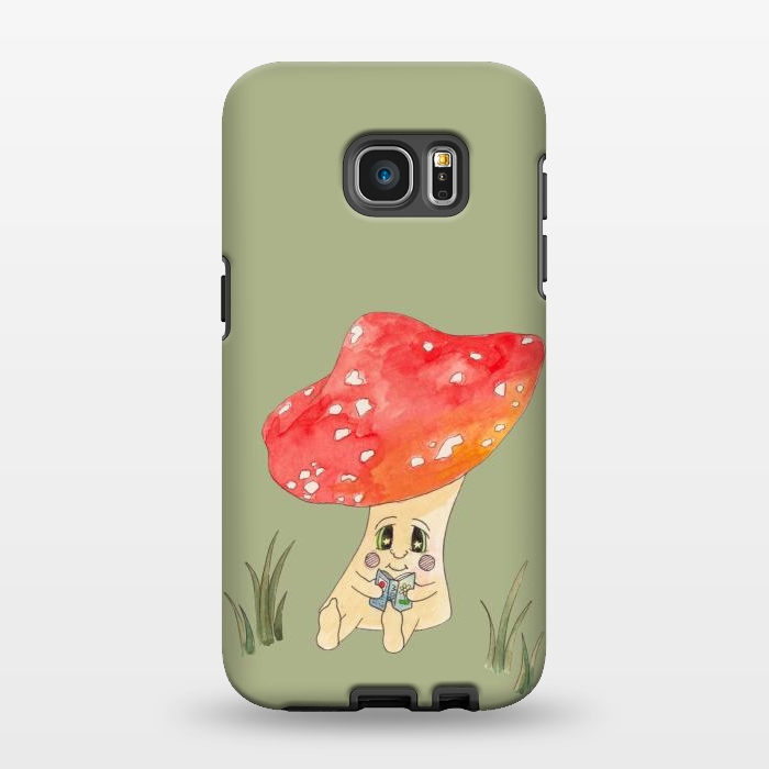 Galaxy S7 EDGE StrongFit Cute Watercolour Mushroom Reading 4 by ECMazur 