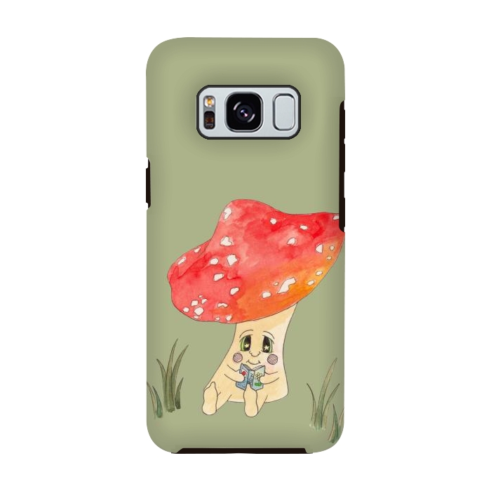 Galaxy S8 StrongFit Cute Watercolour Mushroom Reading 4 by ECMazur 