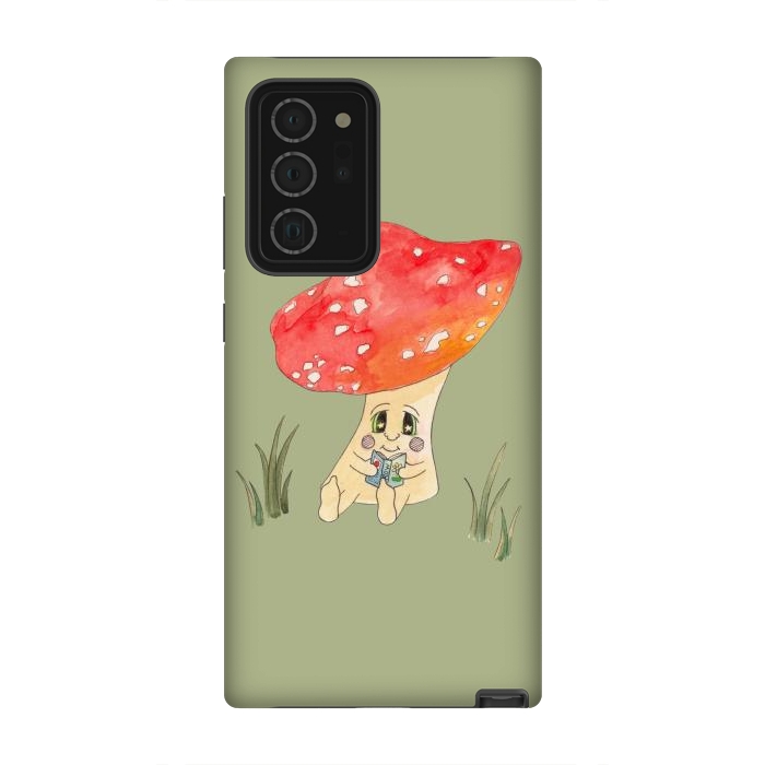 Galaxy Note 20 Ultra StrongFit Cute Watercolour Mushroom Reading 4 by ECMazur 