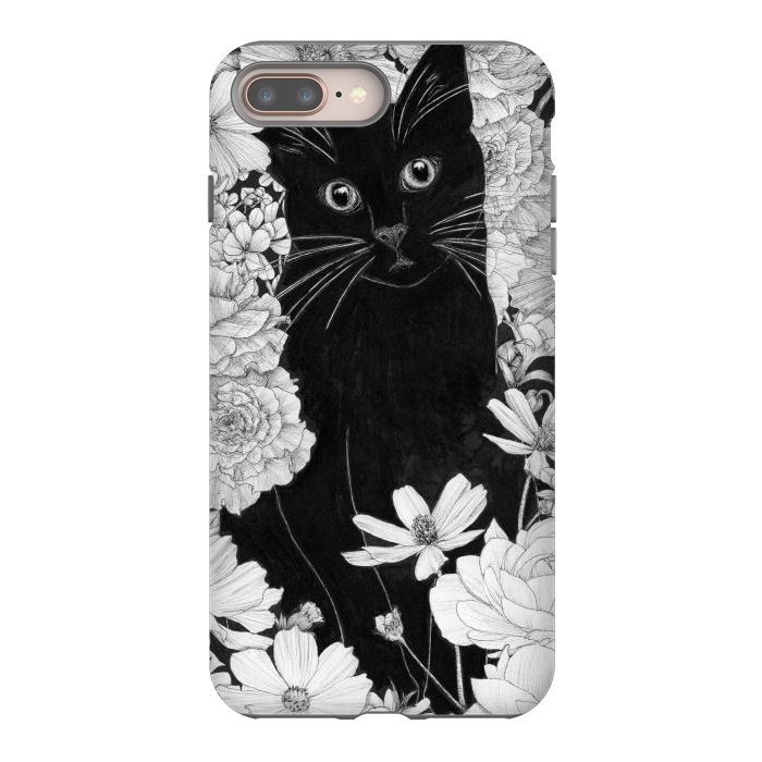 iPhone 7 plus StrongFit Little Black Garden Cat by ECMazur 
