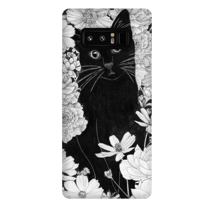 Galaxy Note 8 StrongFit Little Black Garden Cat by ECMazur 